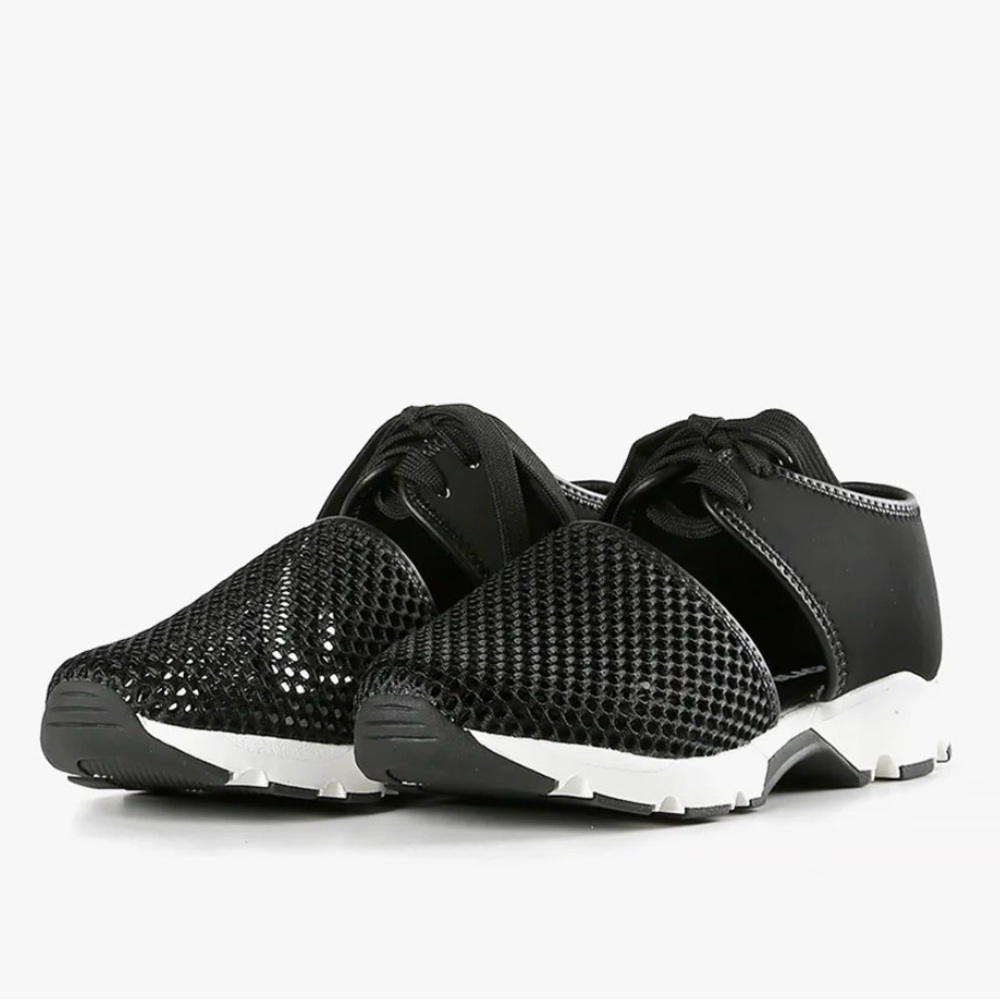 Gray and Black Mesh Lace-Up Slip-On Sneakers